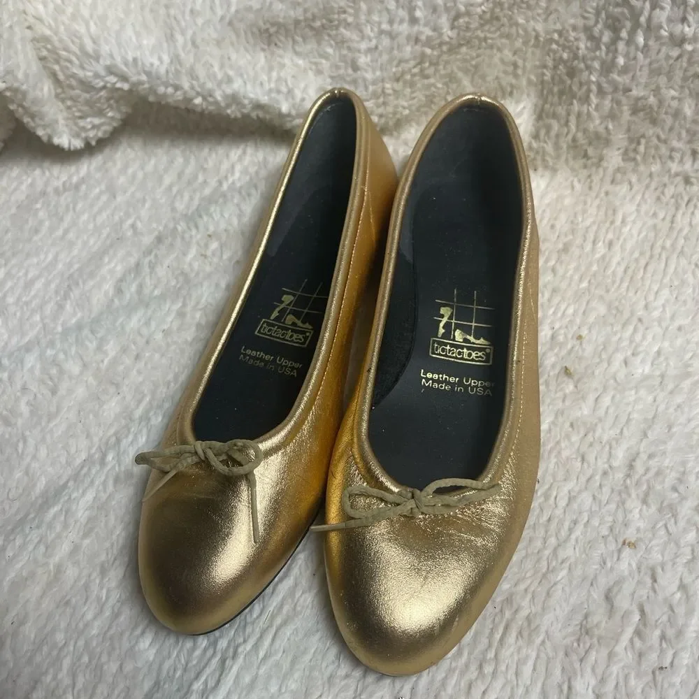 Tic Tac Toe leather Gold wedge slip on SZ8M